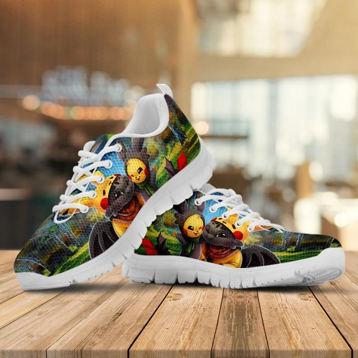 Pikachu Shoes, Pokemon Custom Shoes, Bulbasaur Gift Shoes white Shoes ver4 birthday gift Fashion Fly Sneakers  men and women size  US
