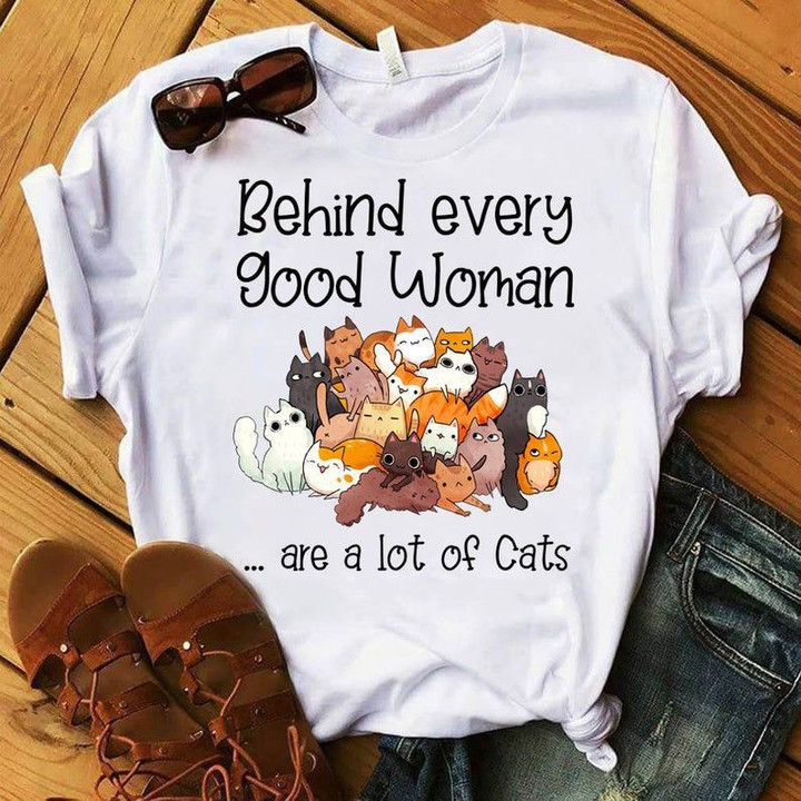 Cat Lovers Funny Behind Every Good Woman Are A Lot Of Cats T shirt hoodie sweater  size S-5XL