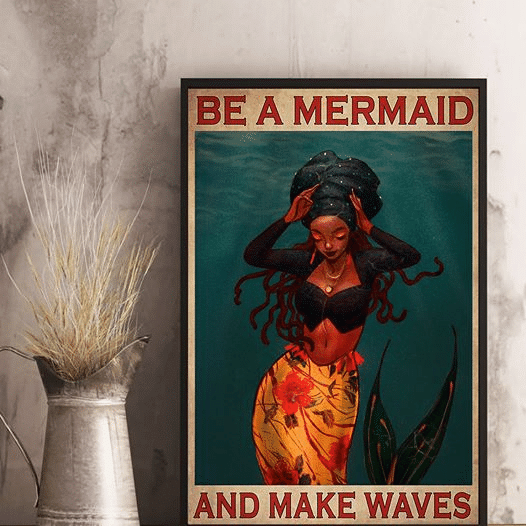 Be A Mermaid And Make Waves For Men And Women Home Living Room Wall Decor Vertical Poster Canvas 