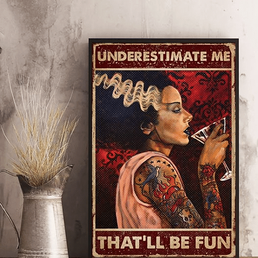 Girl Tattoo Underestimate Me That'll Be Fun For Men And Women Home Living Room Wall Decor Vertical Poster Canvas 