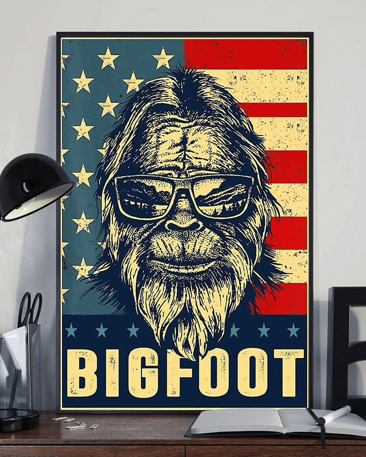 4th Of July Independence Day Bigfoot For Men And Women Home Living Room Wall Decor Vertical Poster Canvas 