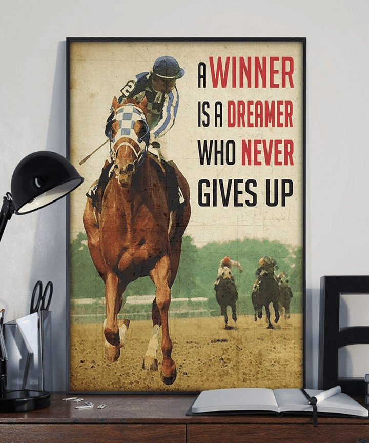 Horse A Winner Is A Dreamer Who Never Gives Up Home Living Room Wall Decor Vertical Poster Canvas 