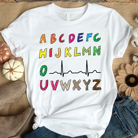 Nurse hippie rainbow PQRST ABC's Ekg strip alphabet funny nurser jokes  T shirt hoodie sweater  size S-5XL