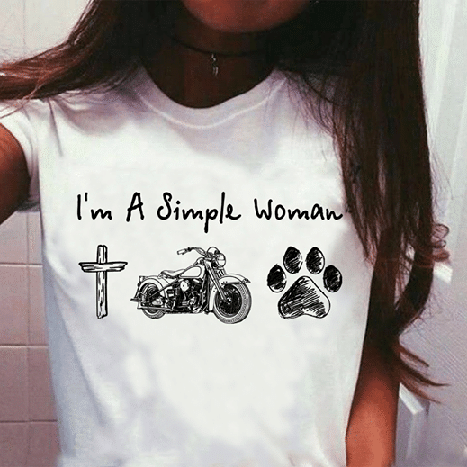 I’m A Simple Woman I Like Cross Jesus Motorcycle Paw Dog T shirt hoodie sweater  size S-5XL