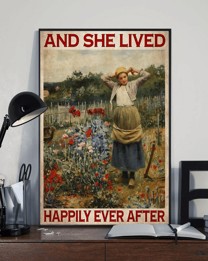 Garden Girl And She Lived Happily Ever After For Men And Women Home Living Room Wall Decor Vertical Poster Canvas 