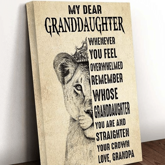 Tiger Grandpa And Granddaughter Whenever You Feel Overwhelmed Remember Whose Granddaughter Home Living Room Wall Decor Vertical Poster Canvas 