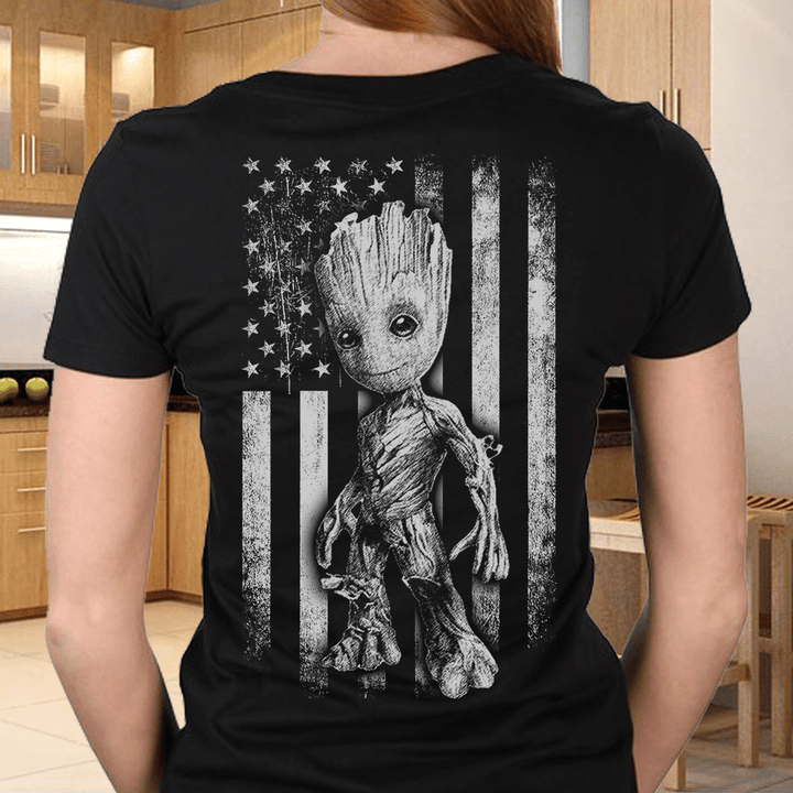 Groot and american flag Marvel Comics T shirt hoodie sweater  size S-5XL