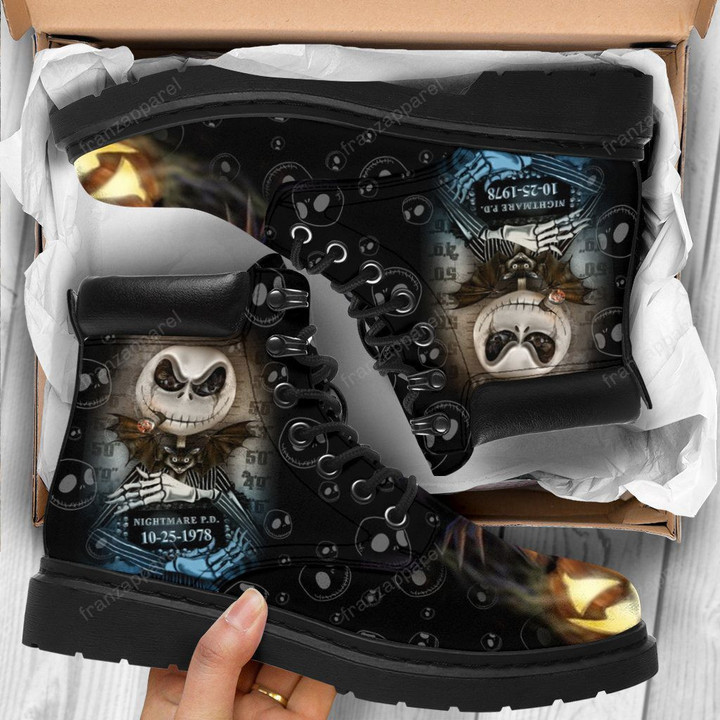Jack Skellington  Boots 18 Birthday Gift For Men and Women, Working Boots Leather Boots Timber Motorcycle boots  men and women size  US