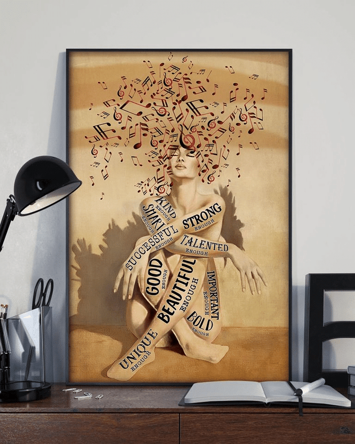 Love Music Girl Beautiful Successful Strong Good Unique Bold Important Kind  Home Living Room Wall Decor Vertical Poster Canvas 