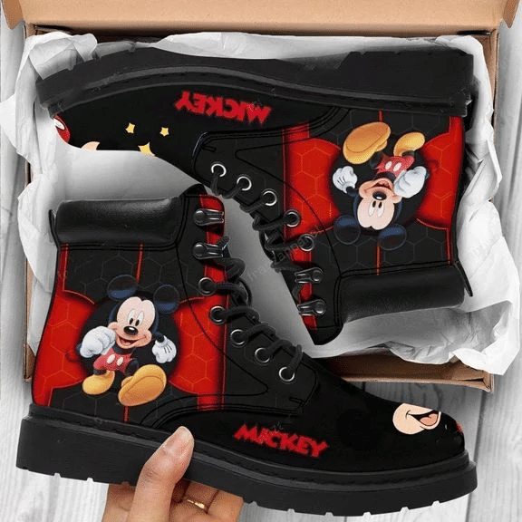 Mickey disney Boots ver6 Birthday Gift For Men and Women, Working Boots Leather Boots Timber Motorcycle boots  men and women size  US