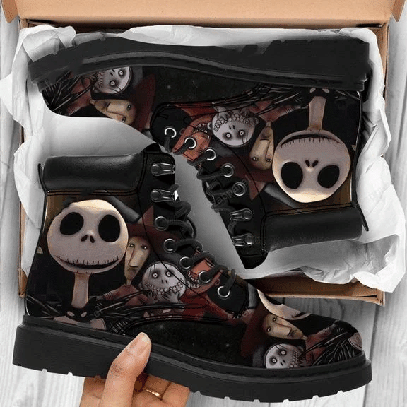 Jack Skellington friend Boots Birthday Gift For Men and Women, Working Boots Leather Boots Timber Motorcycle boots  men and women size  US