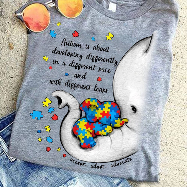 Elephant Autism Shirt Developing Differently Different T shirt hoodie sweater  size S-5XL