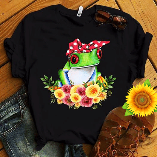 Flowers and Frogs T Shirt Hoodie Sweater  size S-5XL