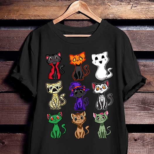 Halloween cat lover horror cats T Shirt Hoodie Sweater  size S-5XL