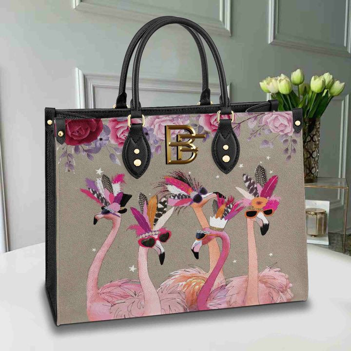 Flamingo Bag Cool Flamingos Leather Bag Handbag DV