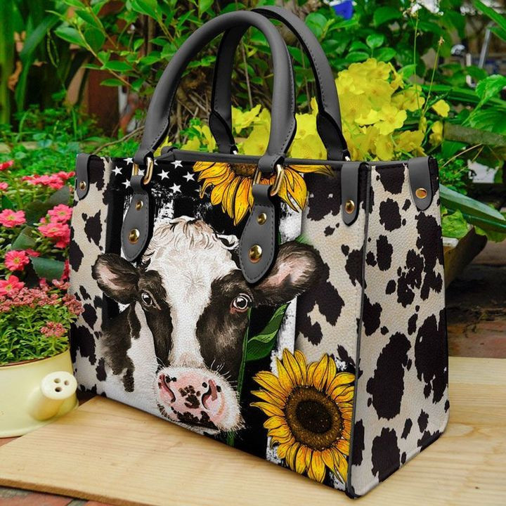 Cow Sunflower Leather Bag Handbag DV