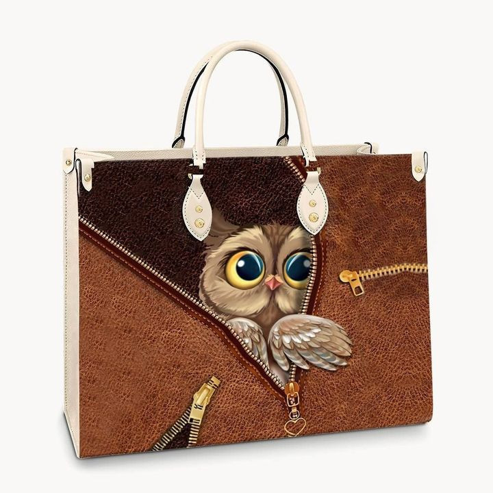Owl Hiding Owl Creamy White Leather Bag Handbag DV