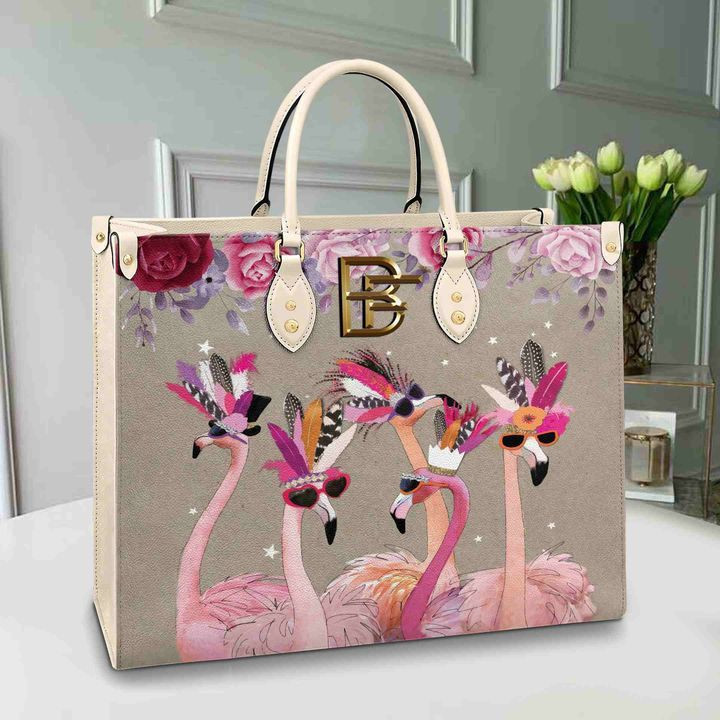 Flamingo Bag Cool Flamingos Creamy White Leather Bag Handbag DV