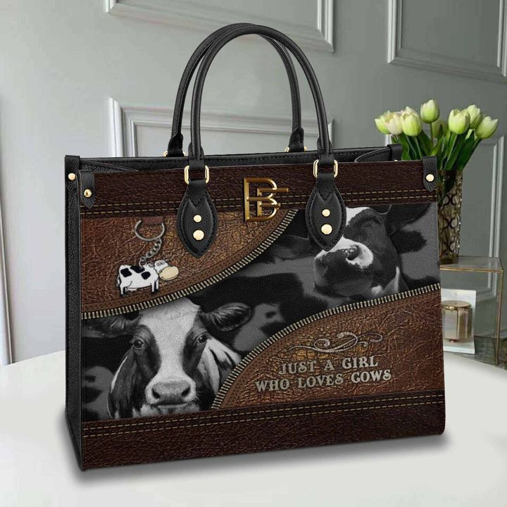 Cow Bag Just A Girl Who Loves Cow Leather Bag Handbag DV