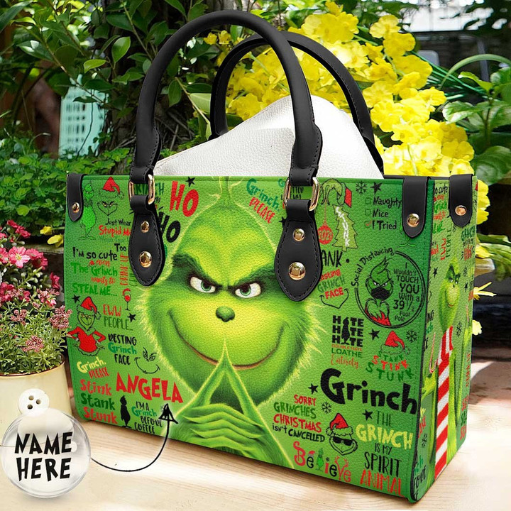 Merry Christmas The Grinch Leather Bag