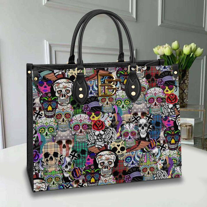 Skull Bag Sugar Skull Pattern Leather Bag Handbag DV