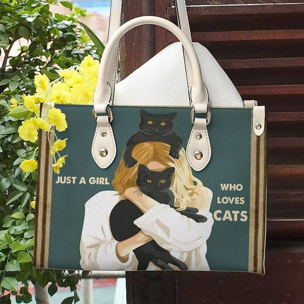 Cat Just A Girl Who Loves Cats Leather Bag Handbag TD6