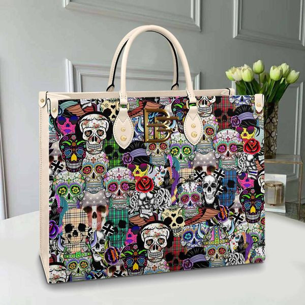 Skull Bag Sugar Skull Pattern Leather Bag Handbag  TD6