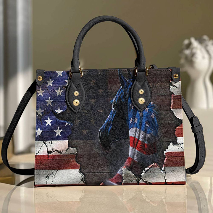 America Flag Horse Leather Bag Handbag PK12