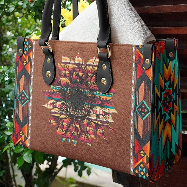 Native American Sunflower Leather Bag Handbag DV