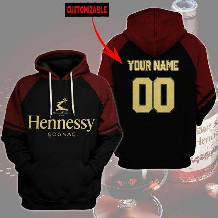 Custom Name &amp; Number Hennessy Cognac Personalized 3D Hoodie