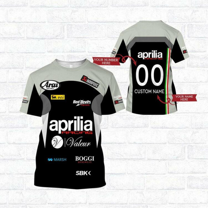 Custom Name Aprilia Racing T Shirt And Sweatshirt 417, Gift For Fan AOP 3D Tshirt Sweatshirt