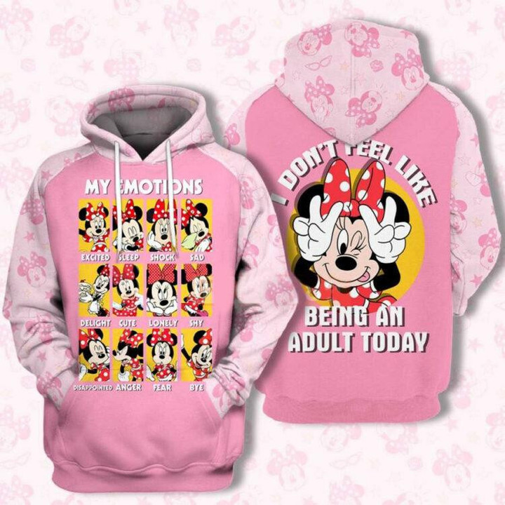 Disney Minnie My Emotions, I Dont Feel Like Being An Adult Today AOP Hoodie