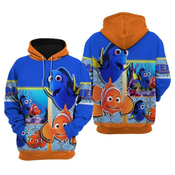Disney Cartoon Fan Gift, Nemo and Dory, Finding Nemo All Over Print Hoodie, Zip Hoodie