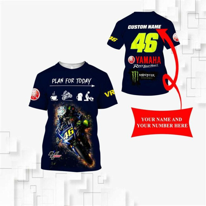 Custom Name and Number Yamaha Factory Racing Valentino Rossi VR46 Plan For Today 3D T Shirt Sweatshirt 121