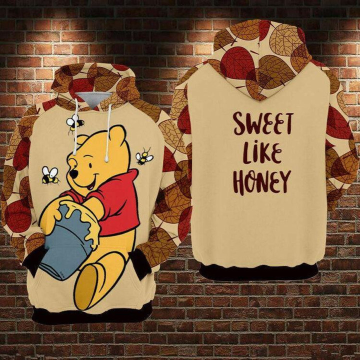 Disney Winnie The Pooh, Cute Pooh Hunny, Sweet Like Honey AOP Hoodie