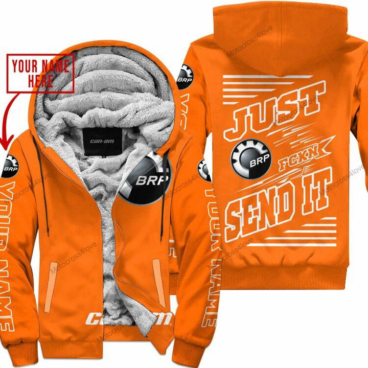 Just Fckn Gonna Send It Custom Name Can Am Orange Fleece Zip Hoodie