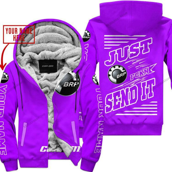 Just Fckn Gonna Send It Custom Name Can Am Purple Fleece Zip Hoodie