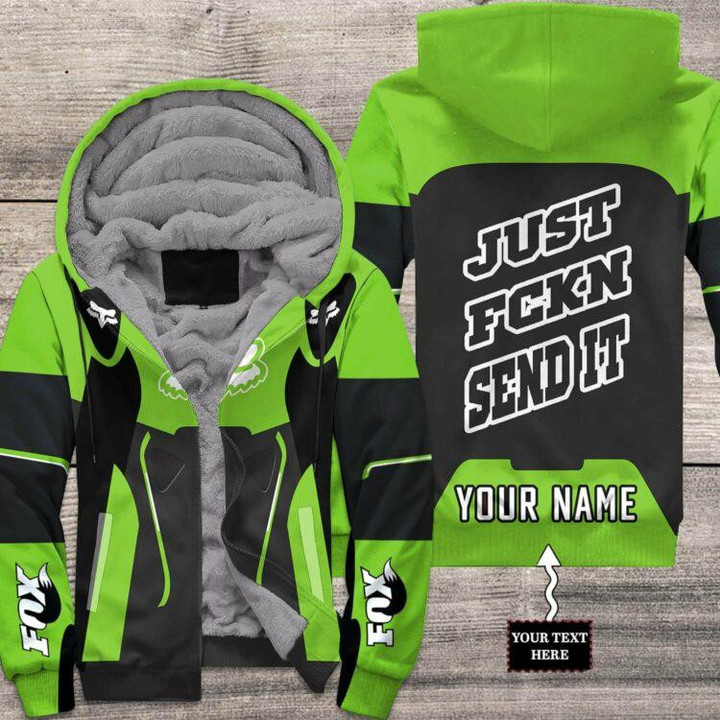 Motocross Personalized Fx Racing V2 | Fleece Zip Hoodie | Color Green-black