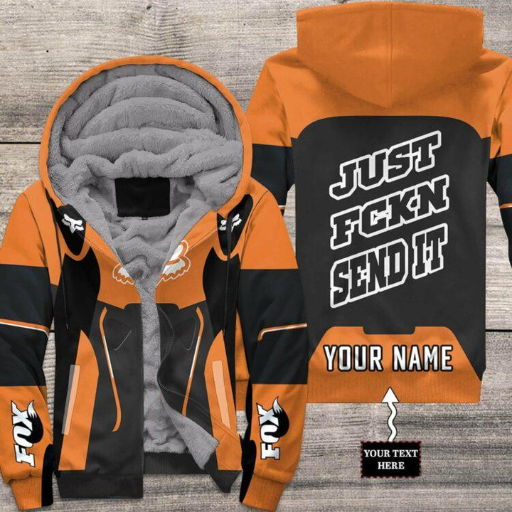 Motocross Personalized Fx Racing V2 | Fleece Zip Hoodie | Color Orange-black