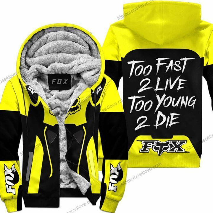 Too Fast To Live Too Young To Die Fleece Hoodie Fox Racing Yellow