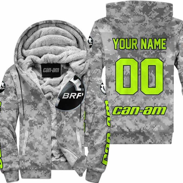 Us Army V1 Can Am Racing Custom Name Neon Fleece Zip Hoodie