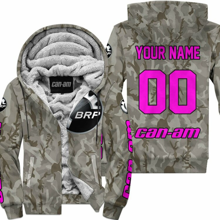 Us Army V2 Can Am Racing Custom Name Pink Fleece Zip Hoodie