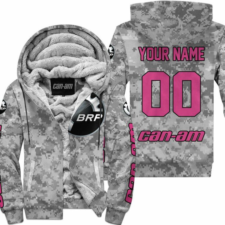 Us Army V1 Can Am Racing Custom Name Pink 1 Fleece Zip Hoodie