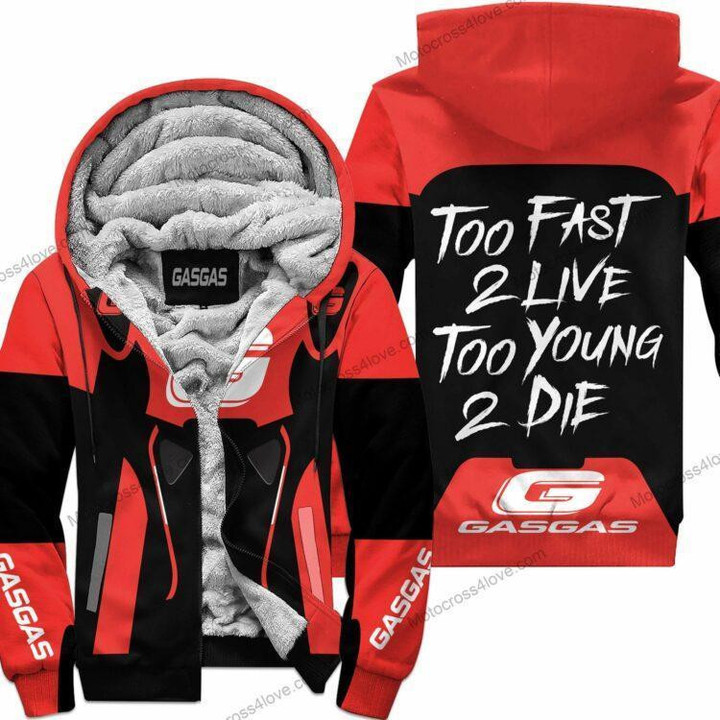 Too Fast To Live Too Young To Die Fleece Hoodie Gas Gas Red