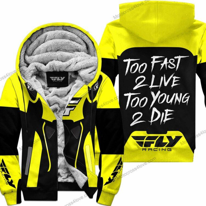 Too Fast To Live Too Young To Die Fleece Hoodie Fly Racing Yellow
