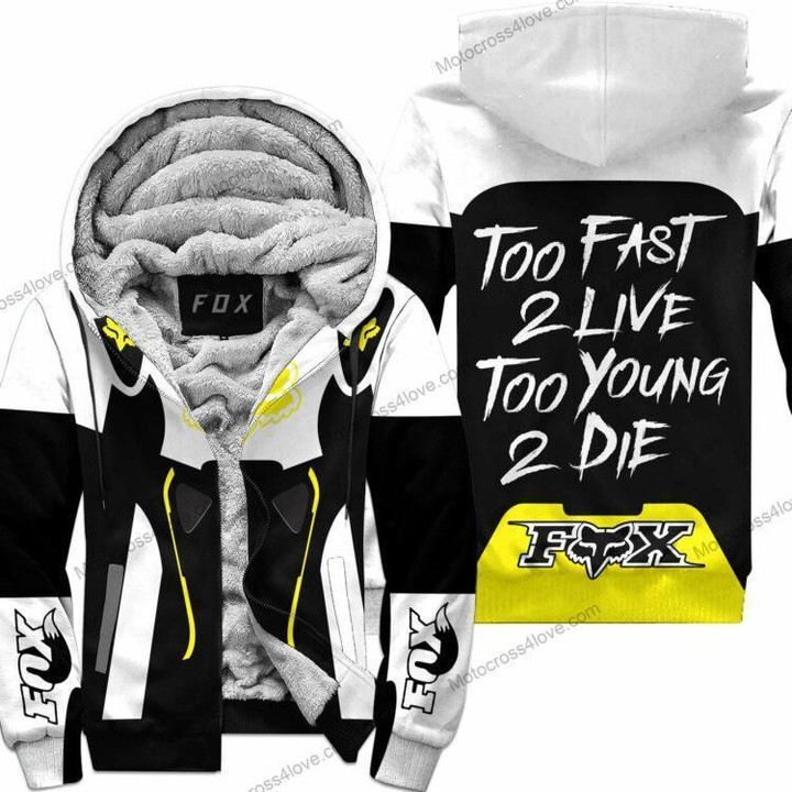 Too Fast To Live Too Young To Die Fleece Hoodie Fox Racing White Yellow
