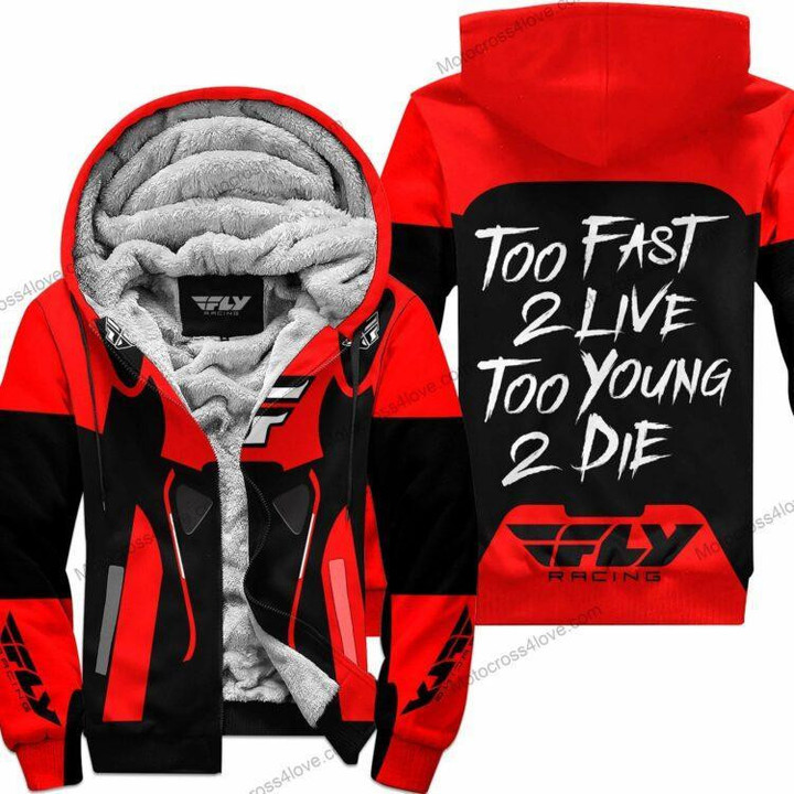 Too Fast To Live Too Young To Die Fleece Hoodie Fly Racing Red