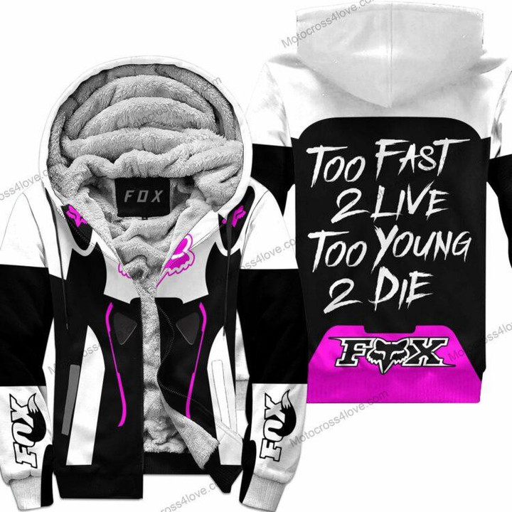 Too Fast To Live Too Young To Die Fleece Hoodie Fox Racing White Pink