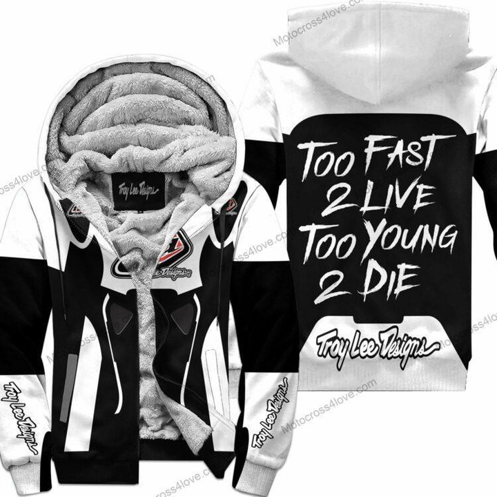 Too Fast To Live Too Young To Die Fleece Zip Hoodie Troy Lee Designs White