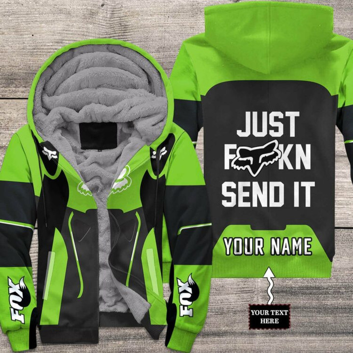 Motocross Personalized Fx Racing V1 | Fleece Zip Hoodie | Color Green-black